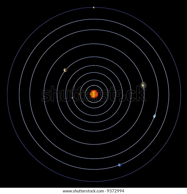 Schematical Image Solar System Clipping Path Stock