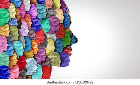Schizophrenia disorder and psychiatric disease or mental health as a psychiatry and psychology concept for human abnormal personality behavior and mood illness in a 3D illustration style.