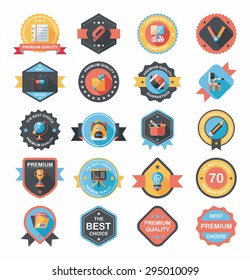 School Badge Banner Design Flat Background Set,