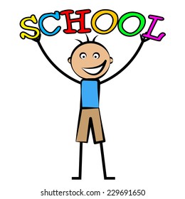 School Boy Indicating Schooling Develop And Learn
