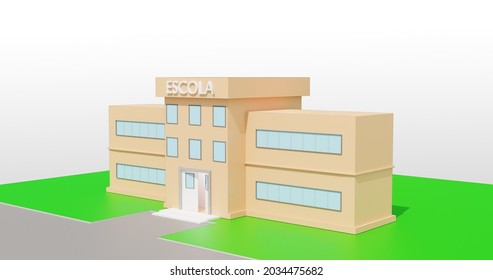 School Building, Welcome Back To School After The Pandemic Of Covid  (3d Illustration)