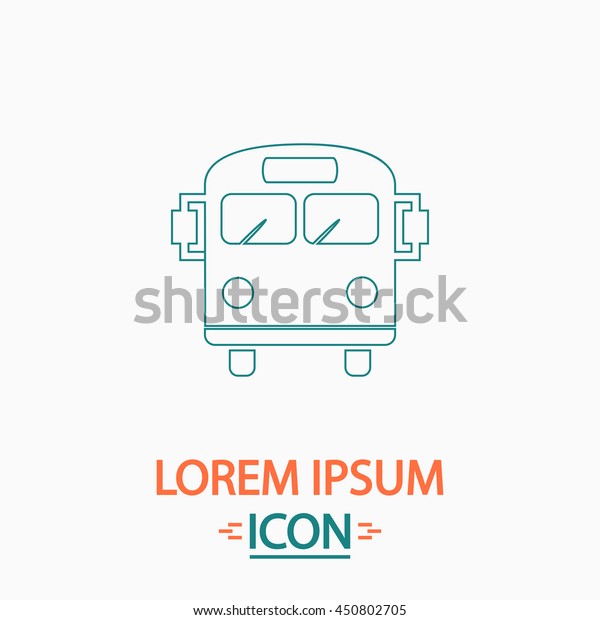 School Bus Flat thin line icon on white\
background. Illustration\
pictogram
