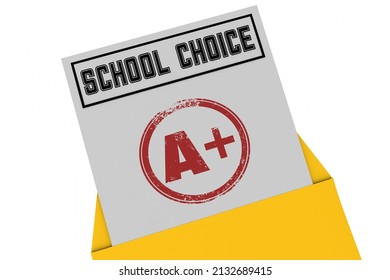 School Choice Report Card A+ Plus Grade Good Great Performance 3d Illustration