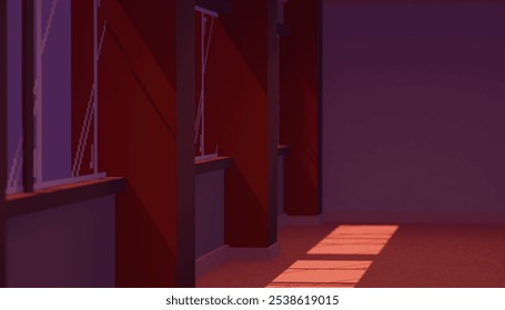 School corridor in the evening
