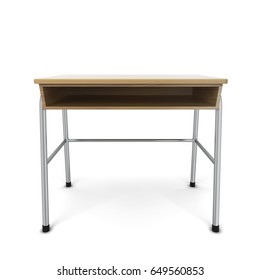 School Desk. 3d Illustration Isolated On White Background 