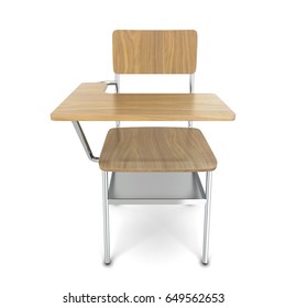 School Desk. 3d Illustration Isolated On White Background 