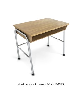 School Desk. 3d Illustration Isolated On White Background 