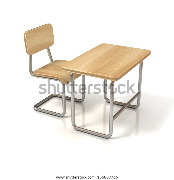 白い背景に学校の机と椅子 のイラスト素材