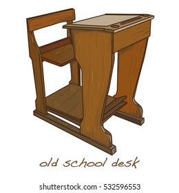 school desk vintage illustration