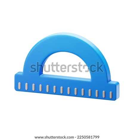 School and education student object ruler icon 3d rendering on isolated background