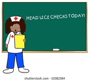 School Nurse On Head Lice Check Day