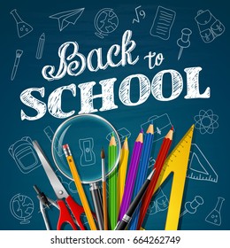 Vektor Stok Welcome Back School Banner Background On (Tanpa Royalti ...