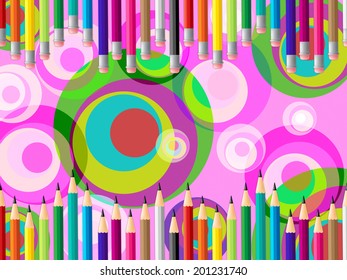 School Pencils Representing Schooling Study And Colourful