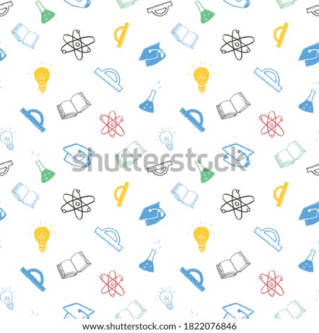School seamless pattern Hand Drawn Doodles, Illustration.