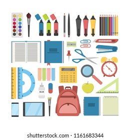 School Stationary Set Pens Rulers Books Stock Illustration 1161683344 ...