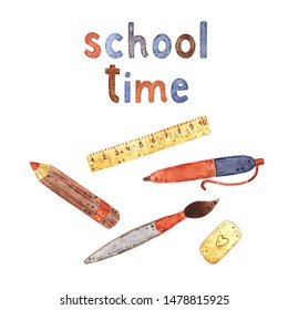 School time, study. Subjects of study. Schoolboy lessons.