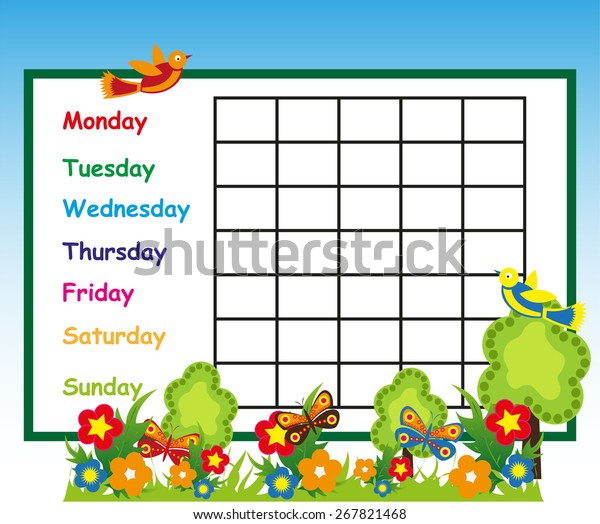 School Time Table Background Stock Illustration 267821468