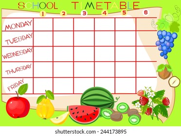 School timetable with fruit - Powered by Shutterstock - Get 15% off with code: PIKWIZARD15