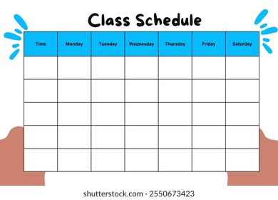 School timetable for kids, educational schedule, weekly planner, printable school, Weekly planner or daily timetable of the week. Schedule organizer decorated with popular school stuff and symbols.  - Powered by Shutterstock