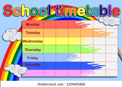 School Timetable Paint Cans Rainbow Stock Illustration 1259601868 ...