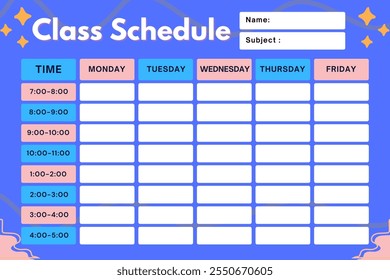 School Timetable poster template with sticker notes, School timetable for kids, educational schedule, weekly planner, printable school schedule for children,Customizable School Timetable Poster - Powered by Shutterstock