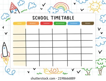 School Timetable Printable Schedule Download Print Stock Illustration ...