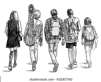 Schoolchildren On A Walk