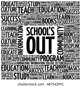 School's Out word cloud, education concept background