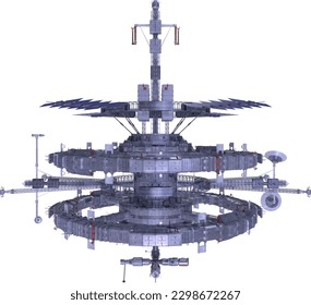 sci fi space station 3d render isolated on white