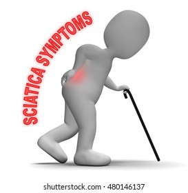 Sciatica Symptoms Character Walking Represents Backache Problems 3d Rendering