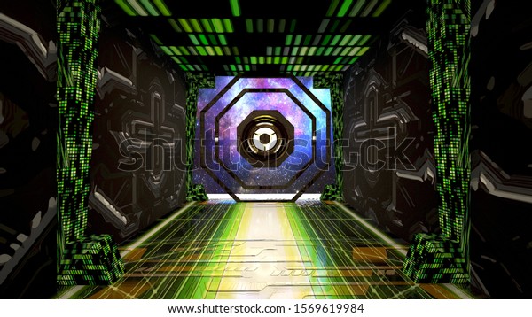 Science background\
fiction interior room Futuristic interior concept sci-fi spaceship\
corridors  ,3D\
rendering