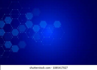 Science background with hexagons design. Geometric abstract background with molecular structure - Shutterstock ID 1085417027