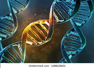 Science Biotechnology DNA Helix Molecule Background, 3d Illustration.