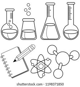 Science Chemistry Set Vector Black White Stock Vector (Royalty Free ...