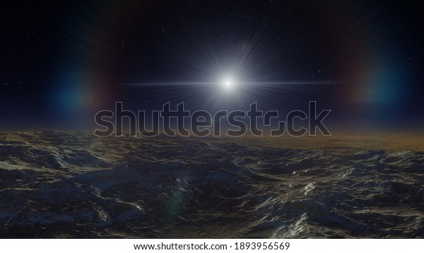science fiction illustration, beautiful space\
background, a computer-generated surface, a fantasy world 3d\
render