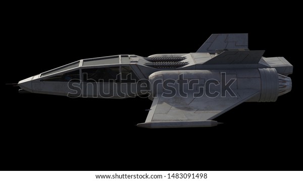 側面図に1人の星型戦闘機の宇宙船のsfイラスト 3dデジタルレンダリングイラスト 3dレンダリング のイラスト素材