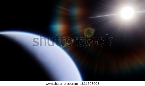 science fiction landscape abstract alien planets\
and space background 3d\
render