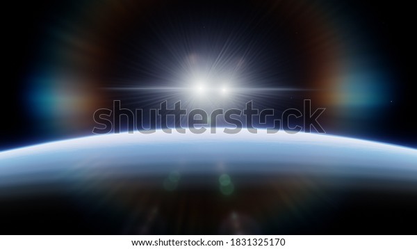 science fiction landscape abstract alien planets
and space background 3d
render
