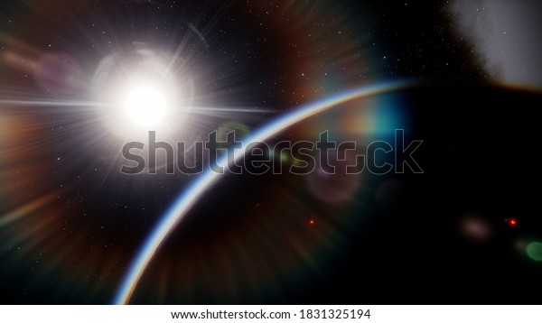 science fiction landscape abstract alien planets\
and space background 3d\
render
