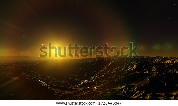 science fiction wallpaper,\
cosmic landscape, realistic exoplanet, abstract cosmic texture,\
beautiful alien planet in far space, detailed planet surface 3d\
render