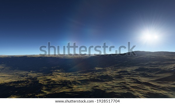science fiction wallpaper,\
cosmic landscape, realistic exoplanet, abstract cosmic texture,\
beautiful alien planet in far space, detailed planet surface 3d\
render