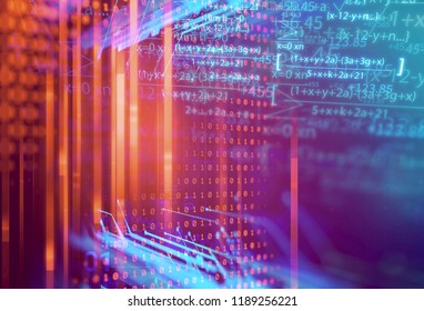 Science Formula And Math Equation Abstract Background. Concept Of Machine Learning And Artificial 
Intelligence.
