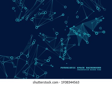 Science Gene Cells Background. DNA Test, Genom Map. Abstract Polygonal Wireframe Molecules. Graphic Concept For Your Design