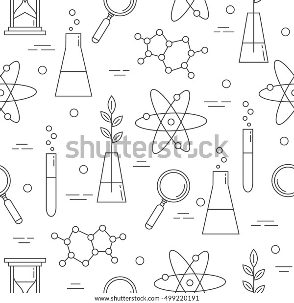 Science Icon Seamless Pattern Vector Black Stock Illustration 499220191