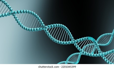 Science Molecular Crystal Blue DNA Model Structure Under Blue-black Light. Concept 3D CG Of Vaccine Development, Regenerative And Advanced Medicine.