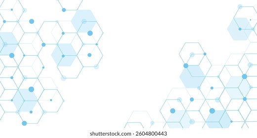 Science network pattern blue Hexagonal abstract background. Big Data Visualization structure elements . Health care and science medical pattern innovation. Template design with concept Dots and lines. - Powered by Shutterstock - Get 15% off with code: PIKWIZARD15