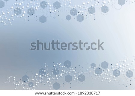 Science network pattern, connecting lines and dots. Technology hexagons structure or molecular connect elements