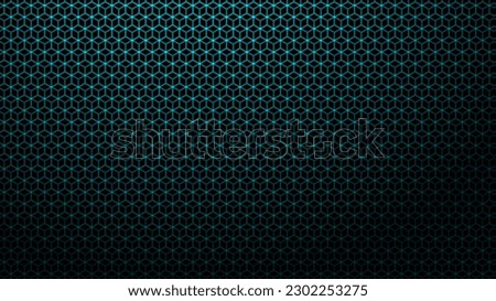 Science, technology, and computing backgrounds design. 3D cyan hexagon, honeycomb, carbon fibre, or cube line patterns. Plain geometric pattern.