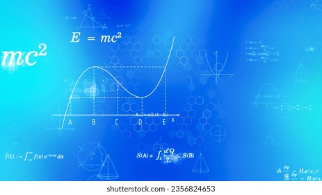 Science technology concept. Various formulas and diagrams in cyberspace.