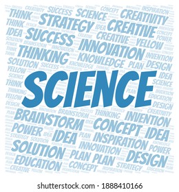 Science typography word cloud create with text only. 